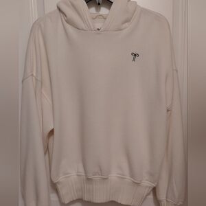 aerie Cream Hoodie with Small Bow Logo